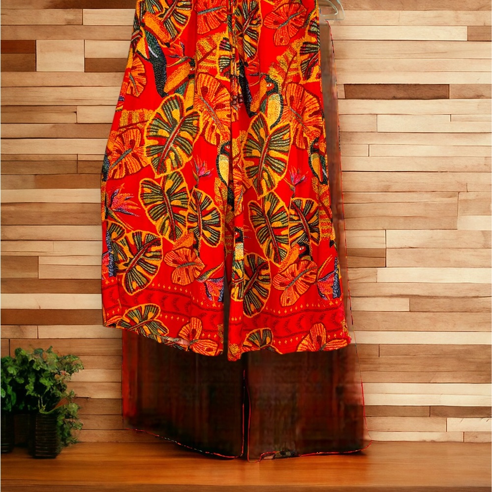 Christian Sirano size small drawstring tropical wide leg pants Cotten blend - Picture 5 of 14